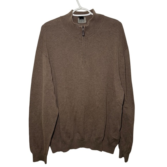 JO S. A. BANK Other - JOS A BANK Mens XL Brown 100% Pima Cotton Quarter Zip Sweater Preppy Classic